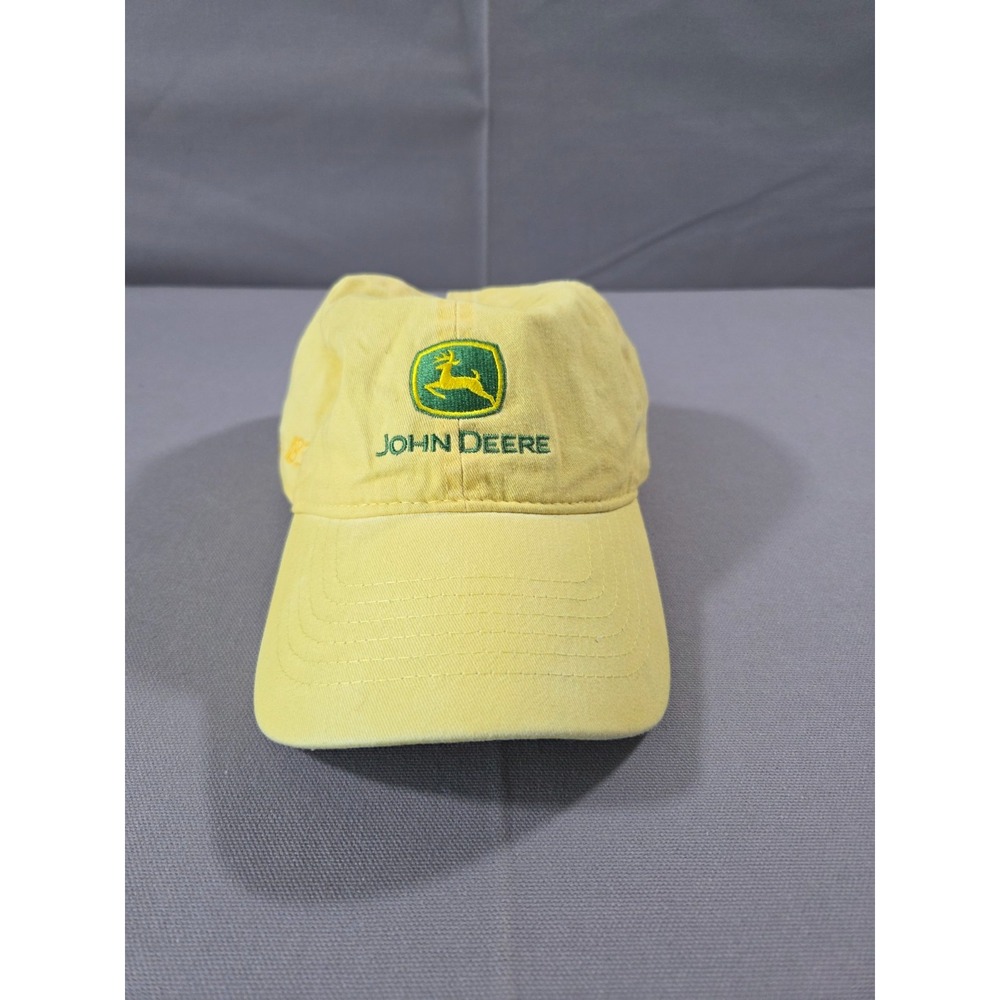 John Deere Hat Womens Adjustable Yellow Green Embroidered Pony Tail Slit Cap